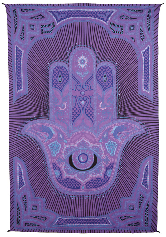 Hamsa Hand Purple Mini Tapestry 30x45 - Art by Dina June Toomey