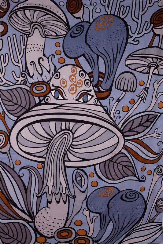 Shroom Teacher Grey Mini Tapestry 30x45" by Sunshine Joy