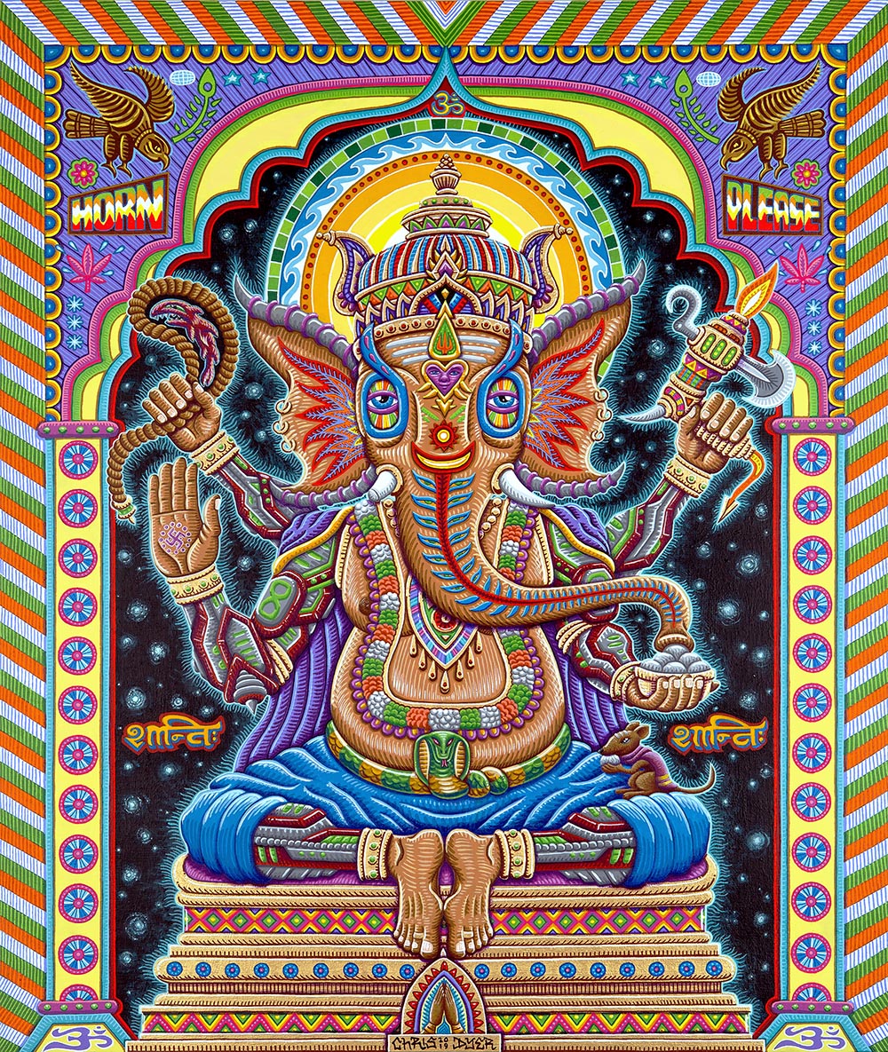 Jai Ganesha Heady Art Print Tapestry 58x71" by Sunshine Joy
