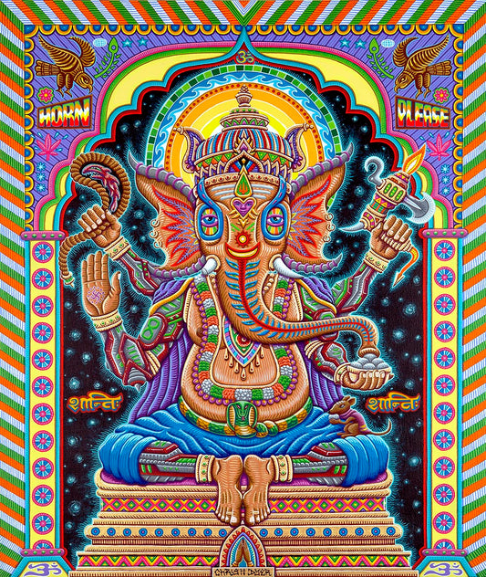 Jai Ganesha Heady Art Print Tapestry 58x71" by Sunshine Joy