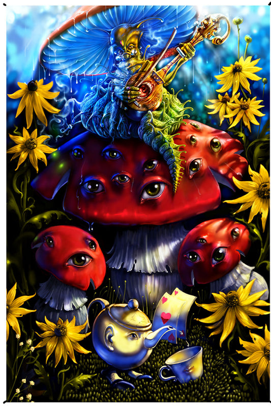 Hookah Caterpillar Alice In Wonderland Heady Art Print Mini Tapestry 30x45" by Sunshine Joy