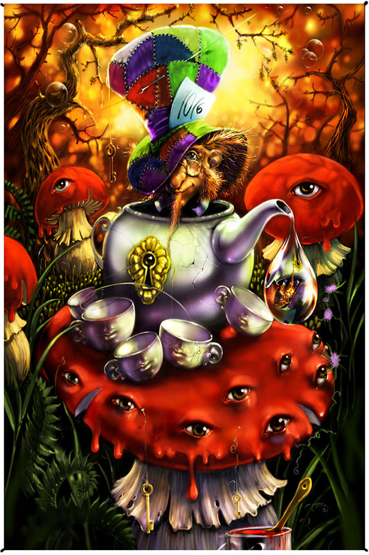 Mad Hatter Alice In Wonderland Heady Art Print Mini Tapestry 30x45" by Sunshine Joy