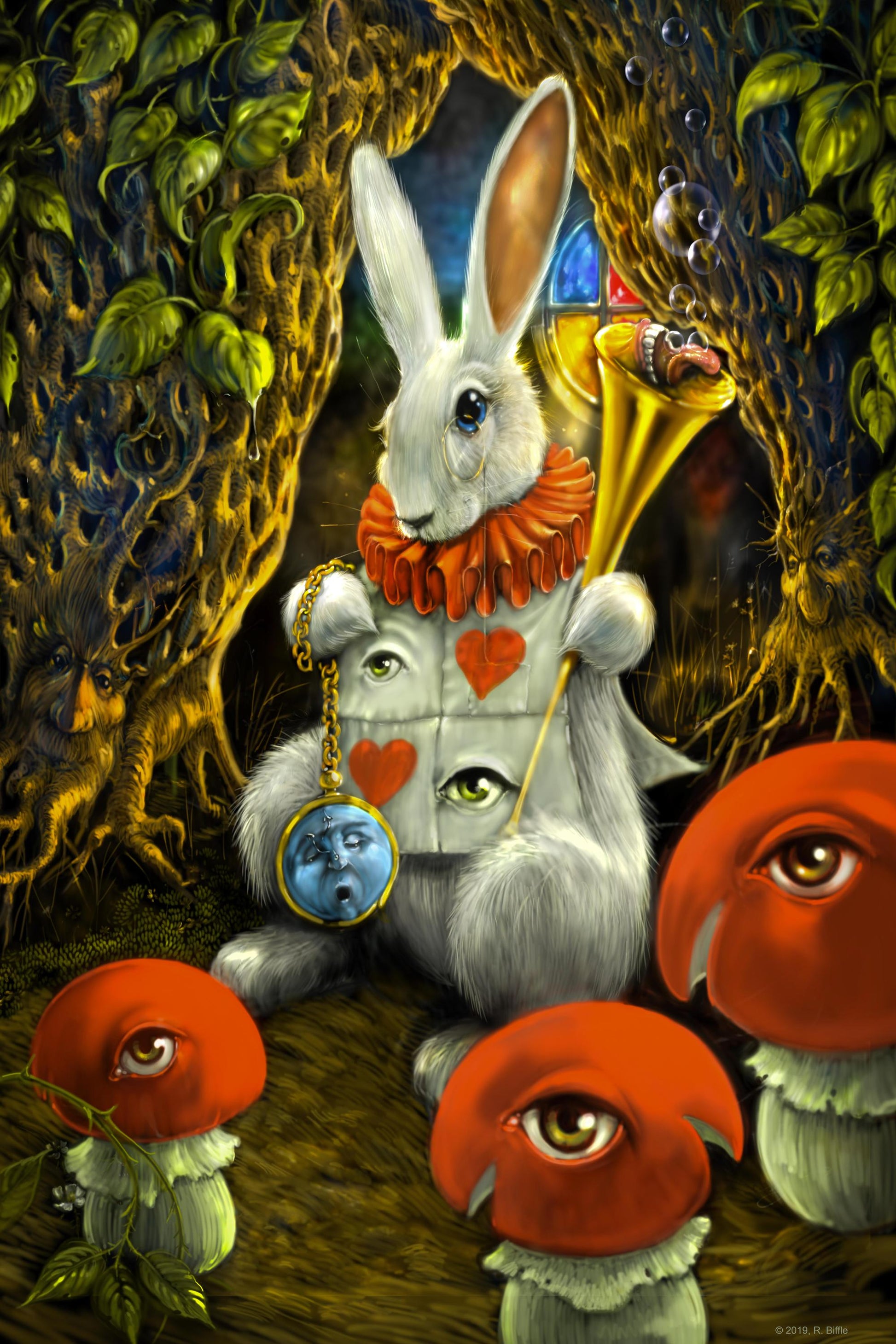 White Rabbit Heady Art Print Mini Tapestry 30x45" by Sunshine Joy