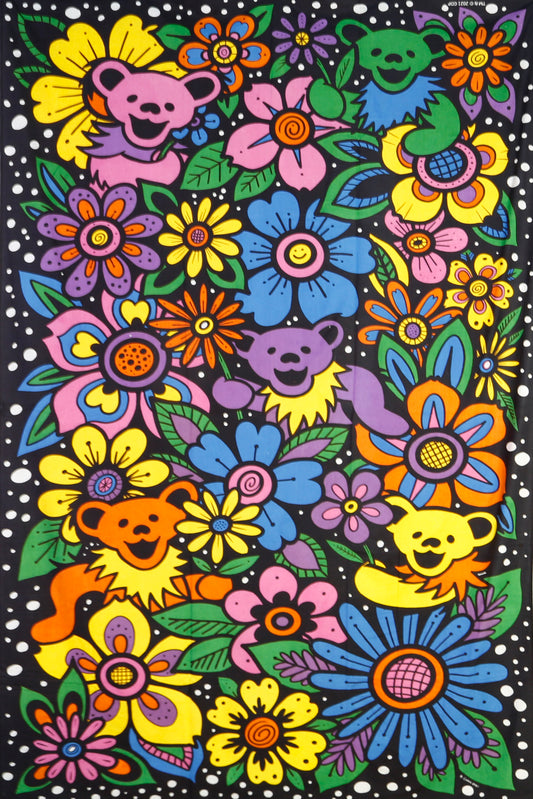 3D Grateful Dead Flower Bears Mini Tapestry 30x45"