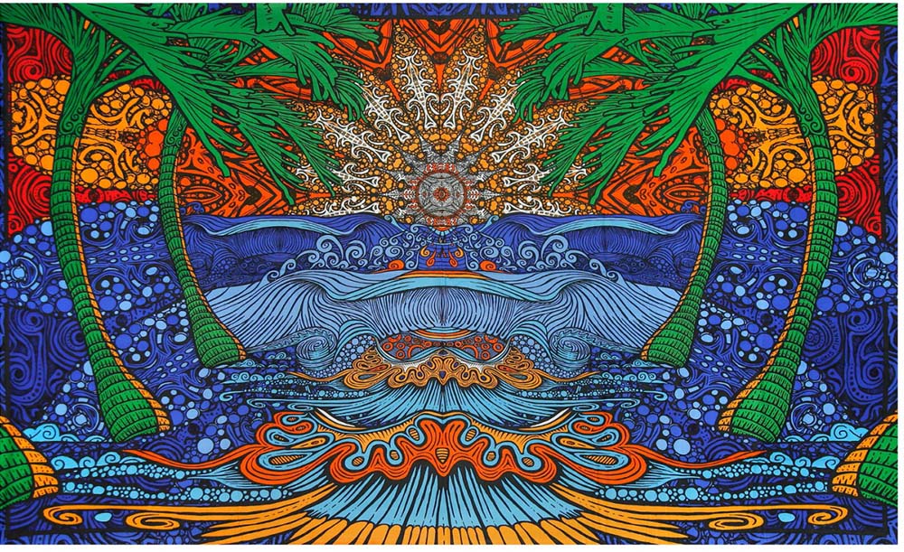 3D Glow In The Dark Epic Surf Tapestry 60x90" by Sunshine Joy