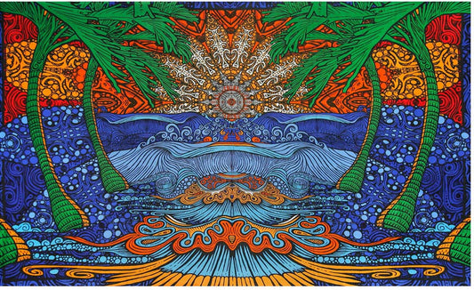 3D Glow In The Dark Epic Surf Tapestry 60x90" by Sunshine Joy