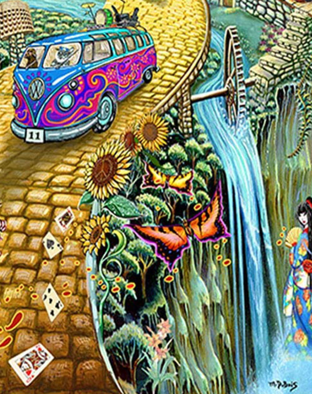 Grateful Dead Golden Road Heady Art Print Tapestry 53x85"