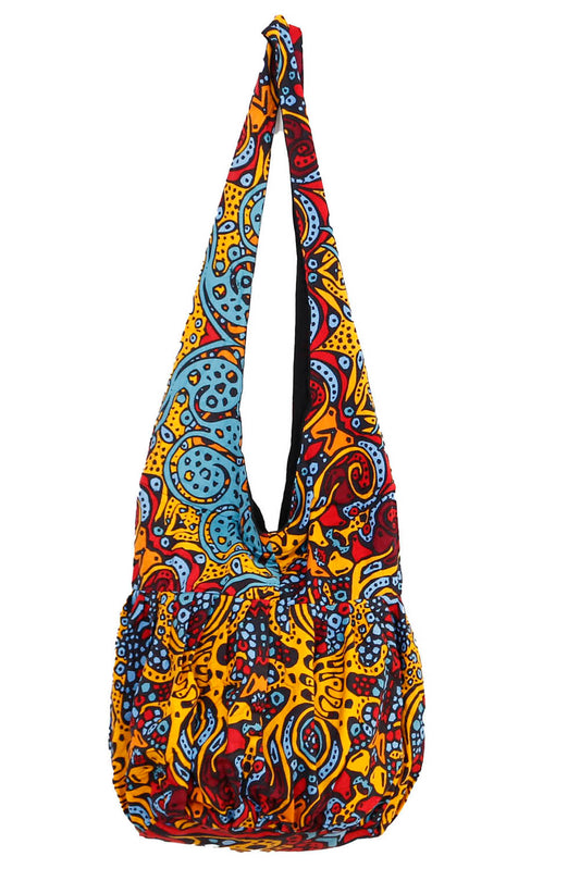 Psychedelic Sunburst Zip Top Hobo Shoulder Bag
