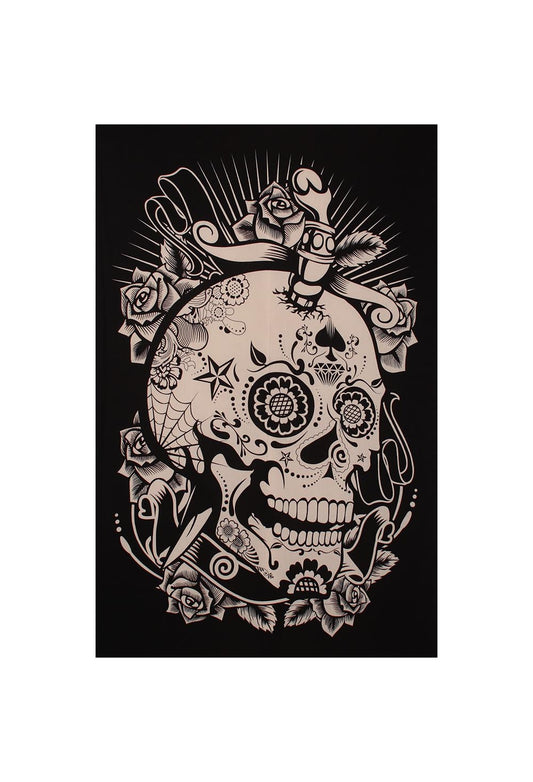Skull Mini Tapestry Black & White 30x45" by Zest For Life