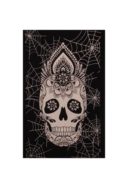 Skull Webs Mini Tapestry Black & White 30x45" by Zest For Life