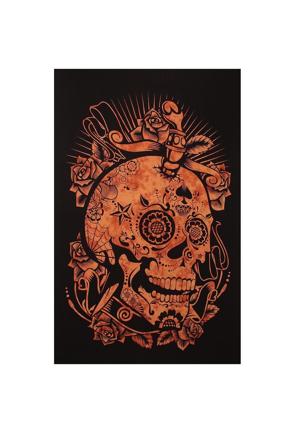 Zest For Life Skull Mini Tapestry 30x45" Orange Tie Dye *CLEARANCE*