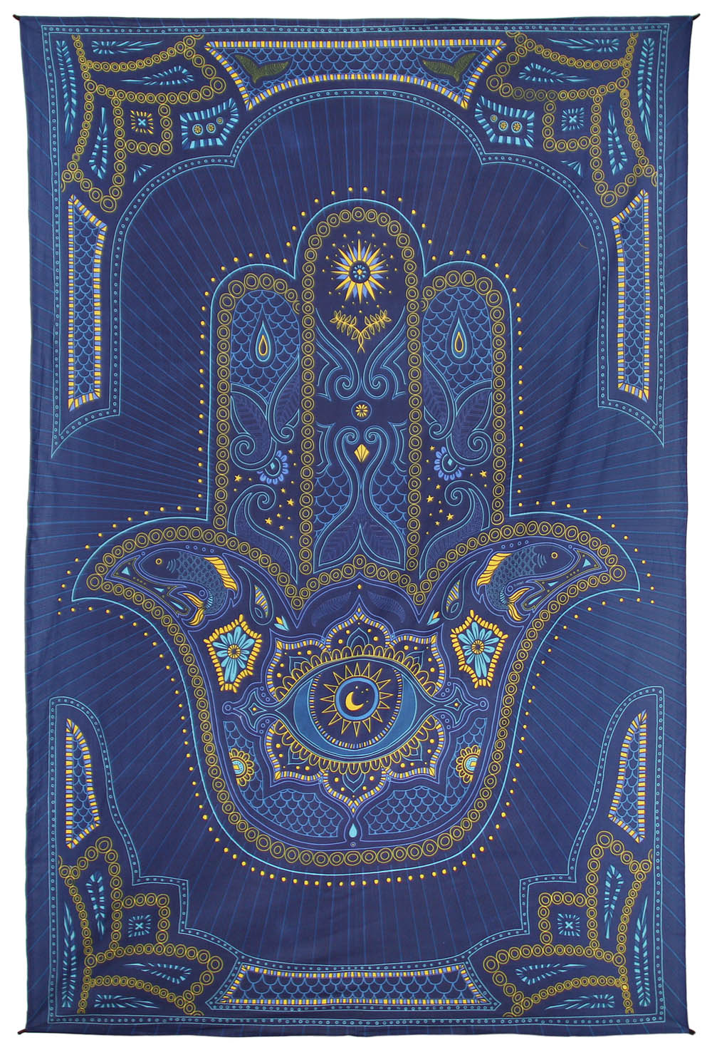 3D Hamsa Hand Blue Tapestry 60x90"