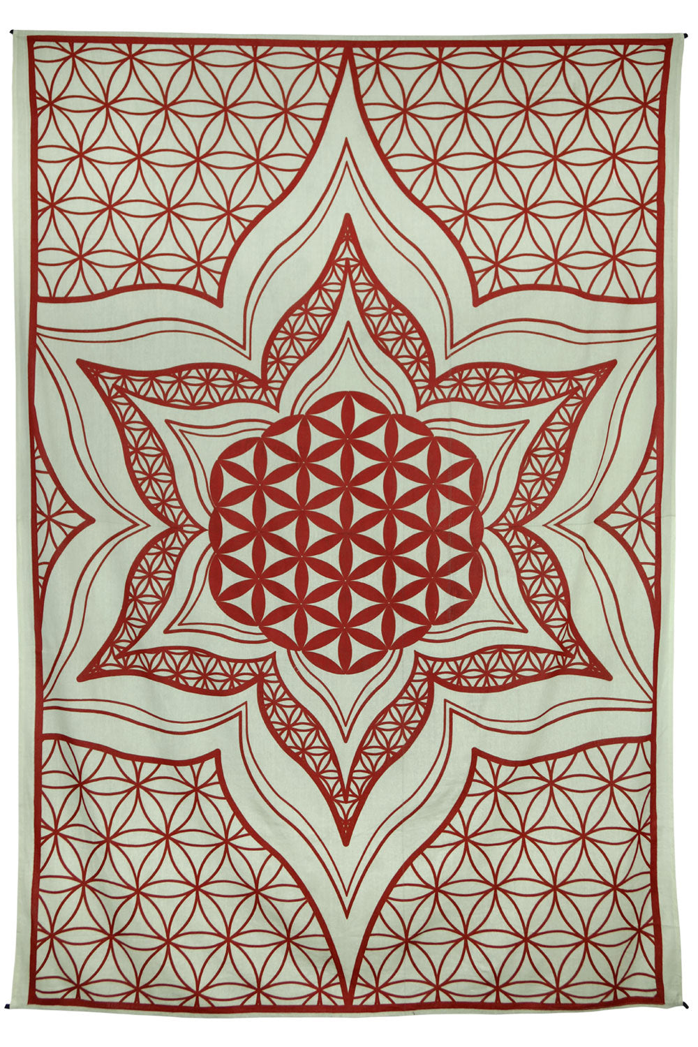Flower Of Life Tapestry Red 52x80" by Zest For Life