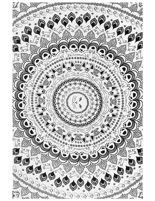 Zest For Life Cat Mandala Tapestry 52x80" - Artwork by Dina June Toomey   **SALE**