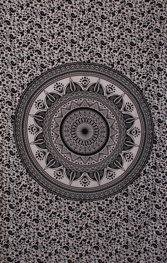 Black--White Mandala Tapestry 52x80" by Zest For Life