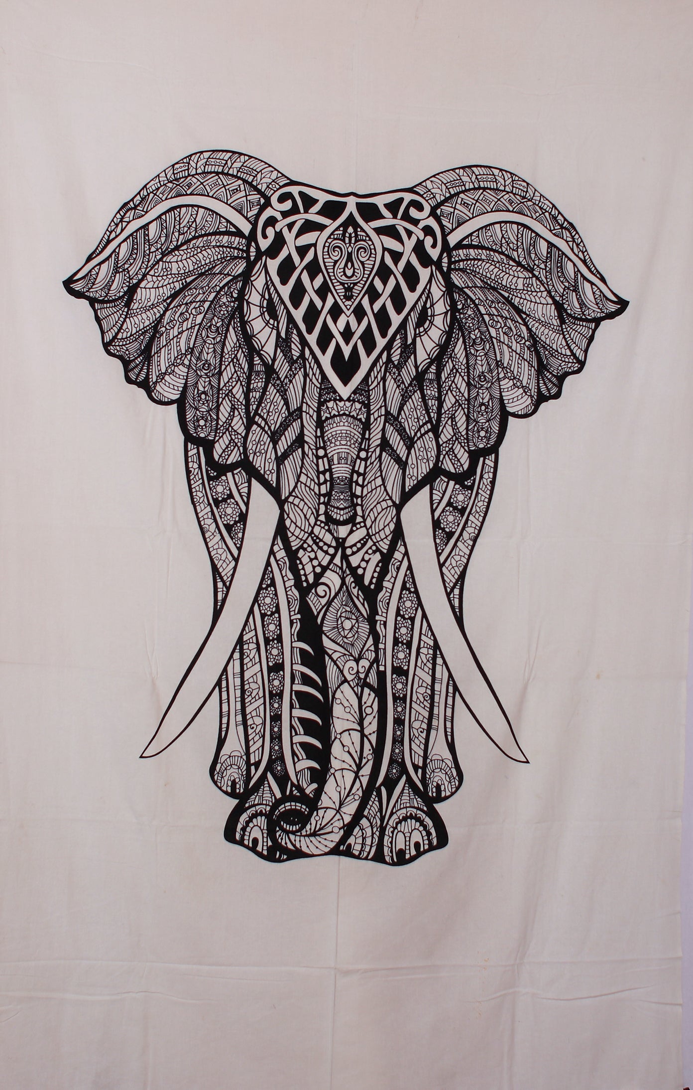 Black--White Elephant Tapestry 52x80" by Zest For Life