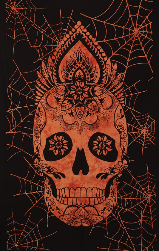 Tie Dye Web Skull Tapestry 52x80" by Zest For Life