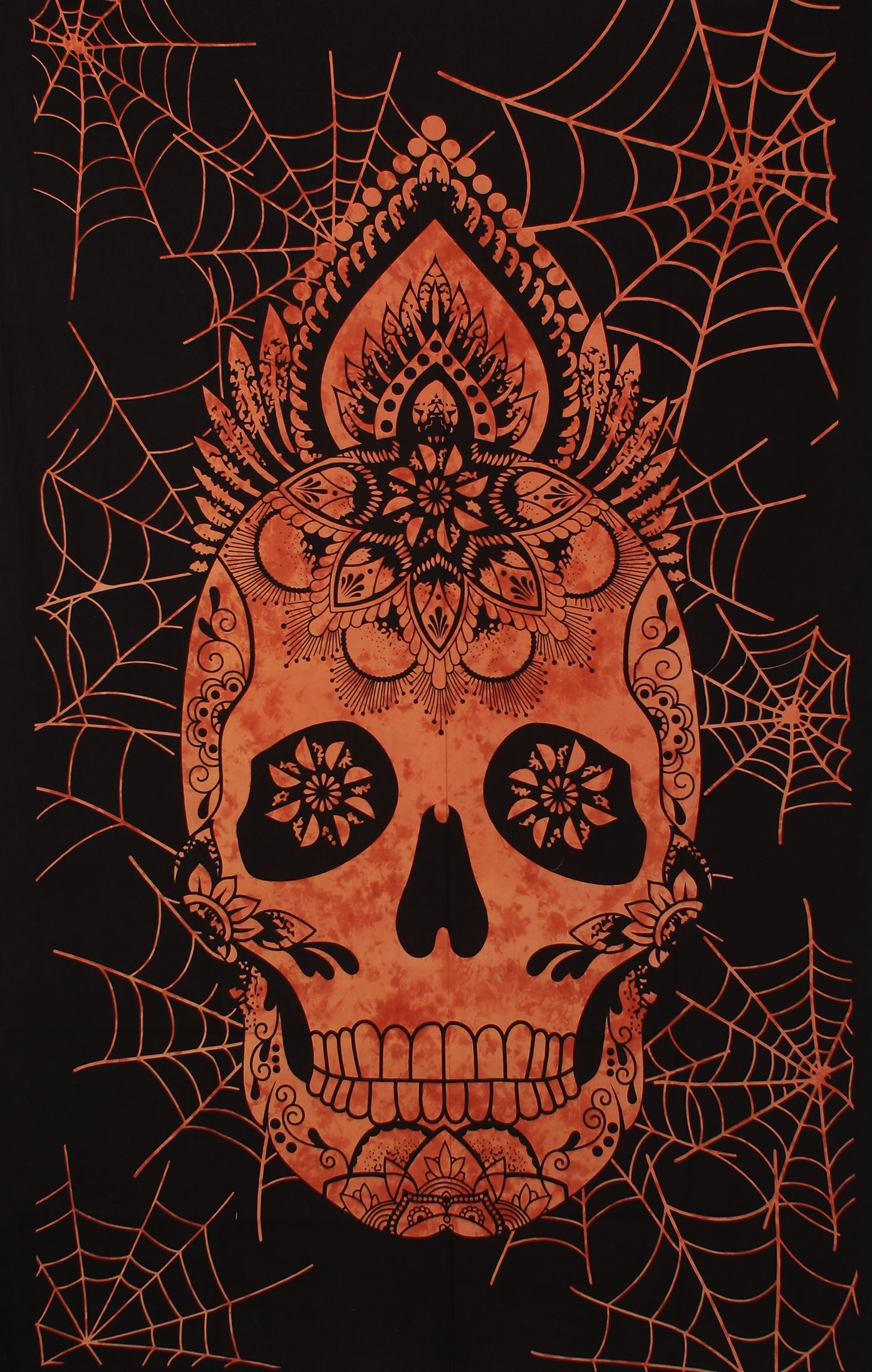 Zest For Life Skull Webs Mini Tapestry 30x45" Orange Tie-Dye *CLEARANCE*