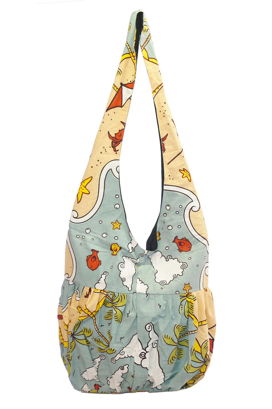 Beach Life Zip Top Hobo Shoulder Bag