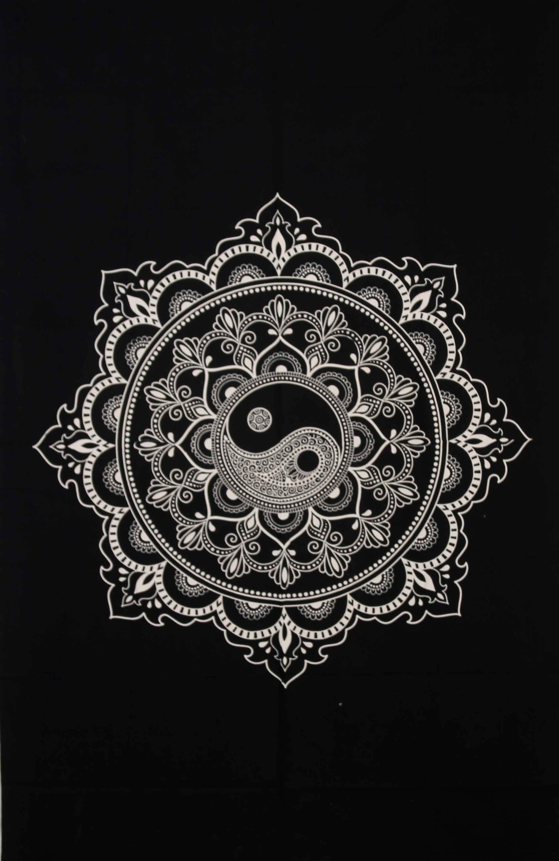 Black Yin Yang Mandala Tapestry 52x80" by Zest For Life