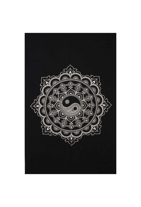 Yin Yang Mandala Mini Tapestry Black & White 30x45" by Zest For Life