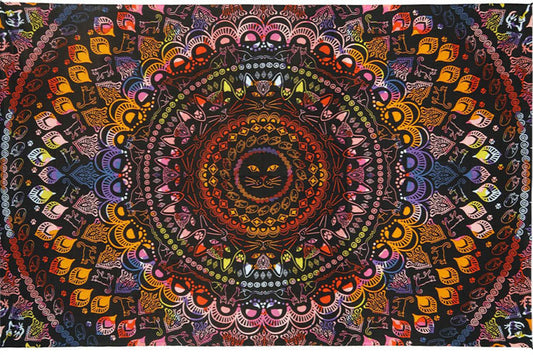 3D Colorful Cat Mandala Mini Tapestry 30x45" by Sunshine Joy