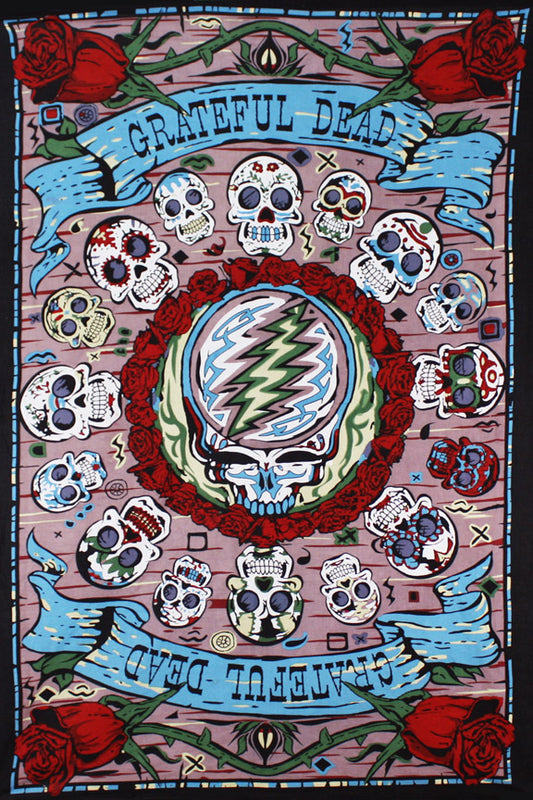 3D Grateful Dead Mexicali Skulls SYF Tapestry 60x90"