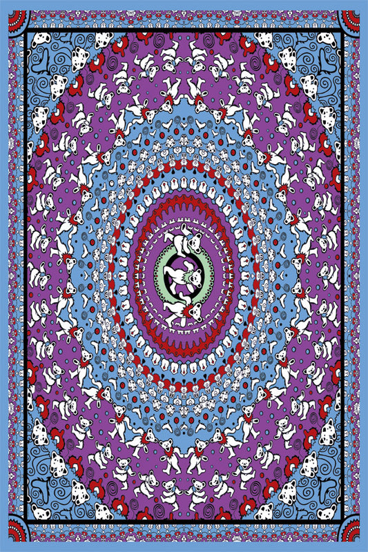 Grateful Dead Dancing Bears Mandala Mini Tapestry 30X45 - Art by Chris Pinkerton