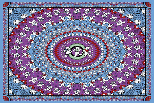 Grateful Dead Dancing Bears Mandala Tapestry 60x90 - Art by Chris Pinkerton