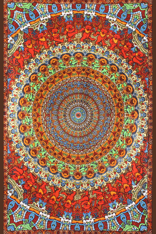 3D Grateful Dead Bear Vibrations Tapestry 60x90"
