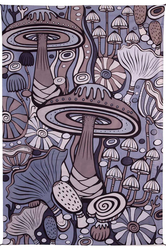 Grey Mushroom Garden Mini Tapestry 30x45" by Sunshine Joy