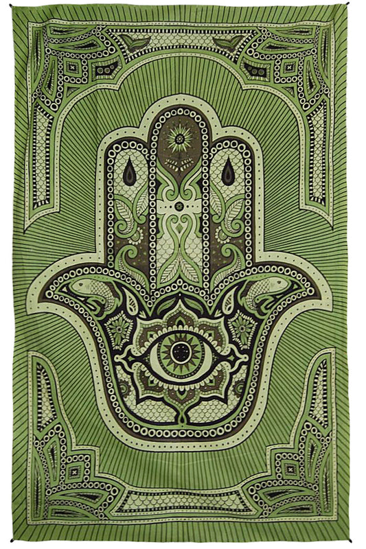 Zest For Life Hamza Hand Tapestry 52x80" Green   **SALE**