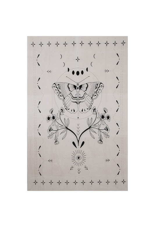 Butterfly Mini Tapestry Black & White 30x45" by Zest For Life