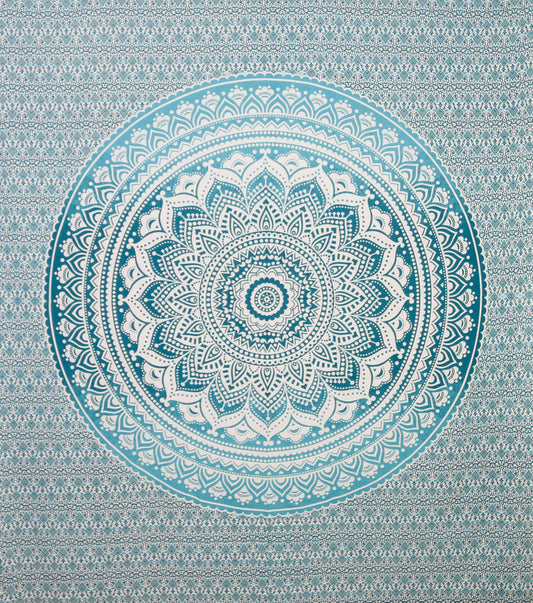 Teal Mandala Tapestry 84x95" by Zest For Life