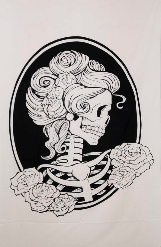 Skull & Roses Tapestry 52x80" by Zest For Life