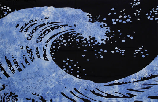 Ocean Wave Tapestry Blue Tie Dye 52x80" by Zest For Life