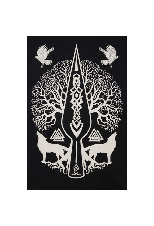 Wolf Tree Mini Tapestry Black & White 30x45" by Zest For Life