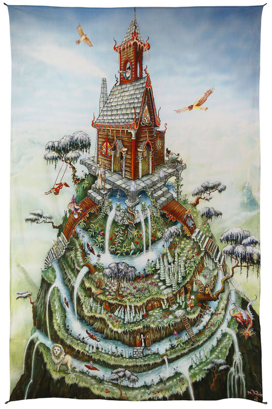 Mountain House Heady Art Print Tapestry 53x85" by Sunshine Joy