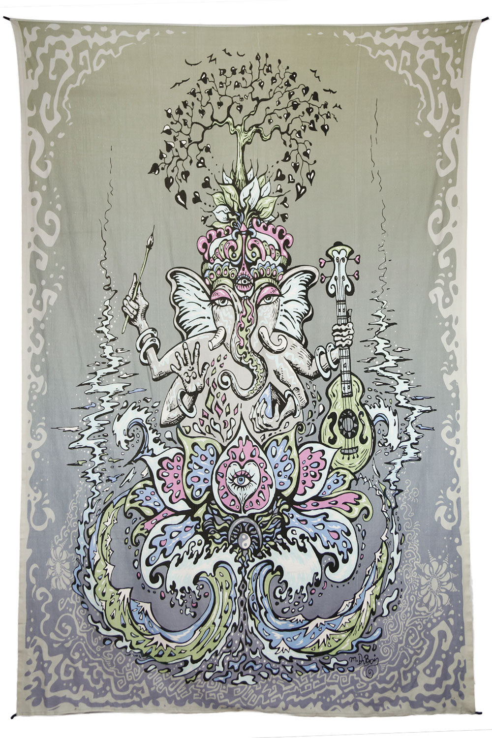 Ganesha Heady Art Print Tapestry 53x85" by Sunshine Joy