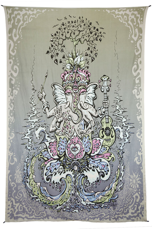 Ganesha Heady Art Print Tapestry 53x85" by Sunshine Joy