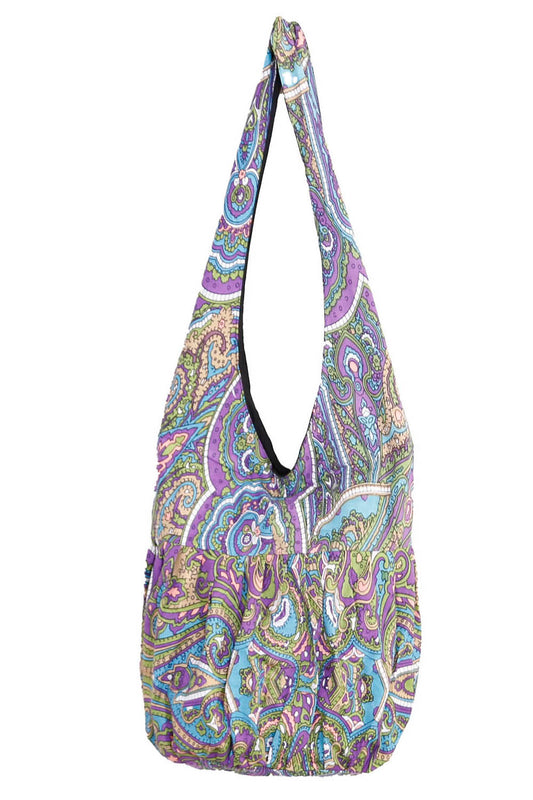 Kaleidoscope Paisley Zip Top Hobo Shoulder Bag