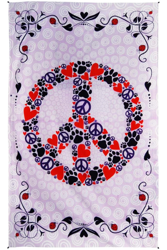 Zest For Life Peace Love & Paws Tapestry 52x80"   **SALE**