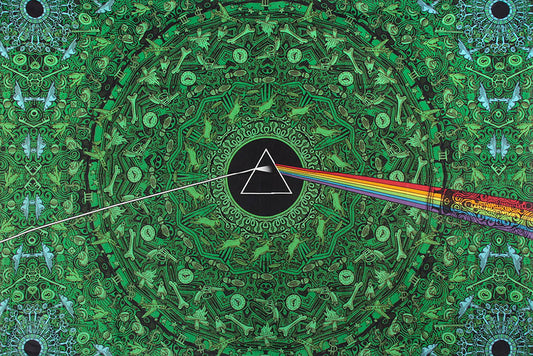Pink Floyd The Dark Side of the Moon Lyrics Green Tapestry 60x90" by Sunshine Joy