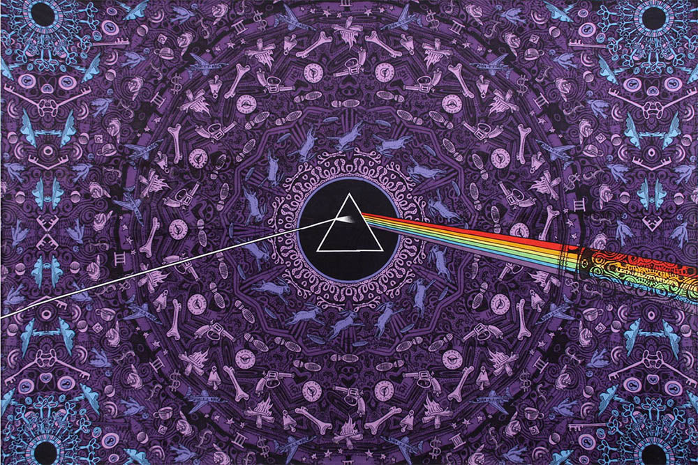 Pink Floyd The Dark Side of the Moon Lyrics Purple Tapestry 60x90" by Sunshine Joy