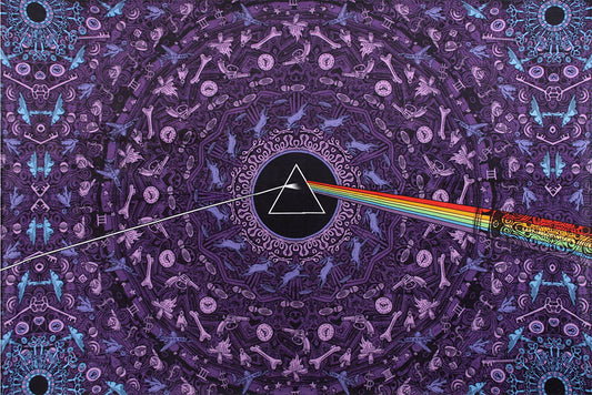 Pink Floyd The Dark Side of the Moon Lyrics Purple Tapestry 60x90" by Sunshine Joy