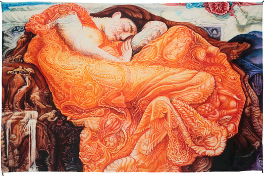 Flaming Heady Art Print Tapestry 53x85" by Sunshine Joy
