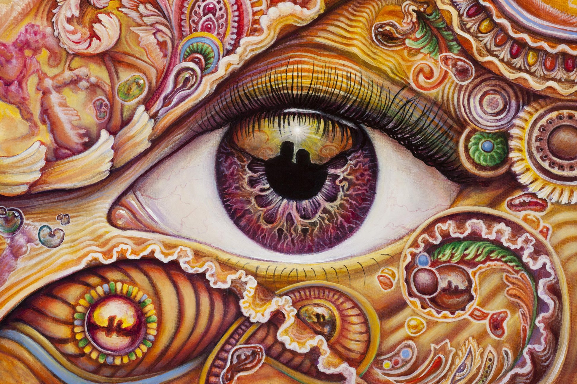 Orange Eye Heady Art Print Tapestry 53x85" by Sunshine Joy