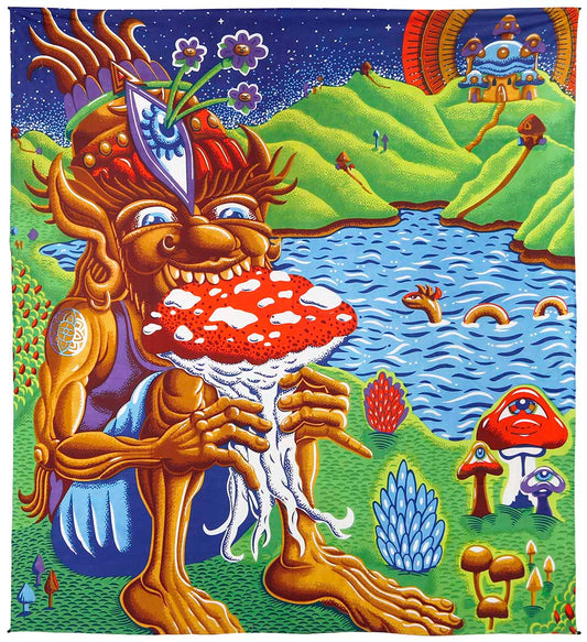 3D Shroom Muncher Tapestry 85x100" by Sunshine Joy