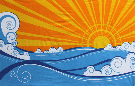 Swell Day Ocean Wave & Sun Mini Tapestry 30x45" by Sunshine Joy