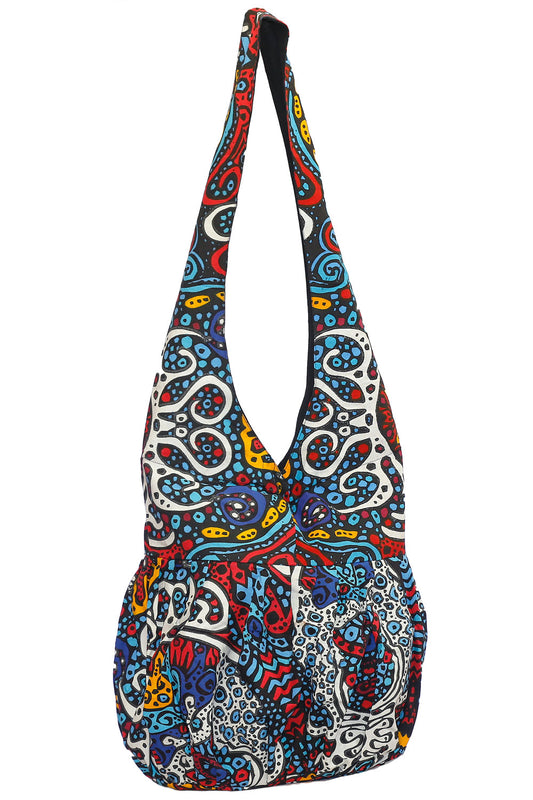 Glow In The Dark Sunburst Zip Top Hobo Shoulder Bag